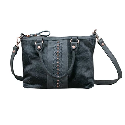 Bolso de mano American West Cow Town de cuero negro con pelo para mujer OS Foto 1 de 4