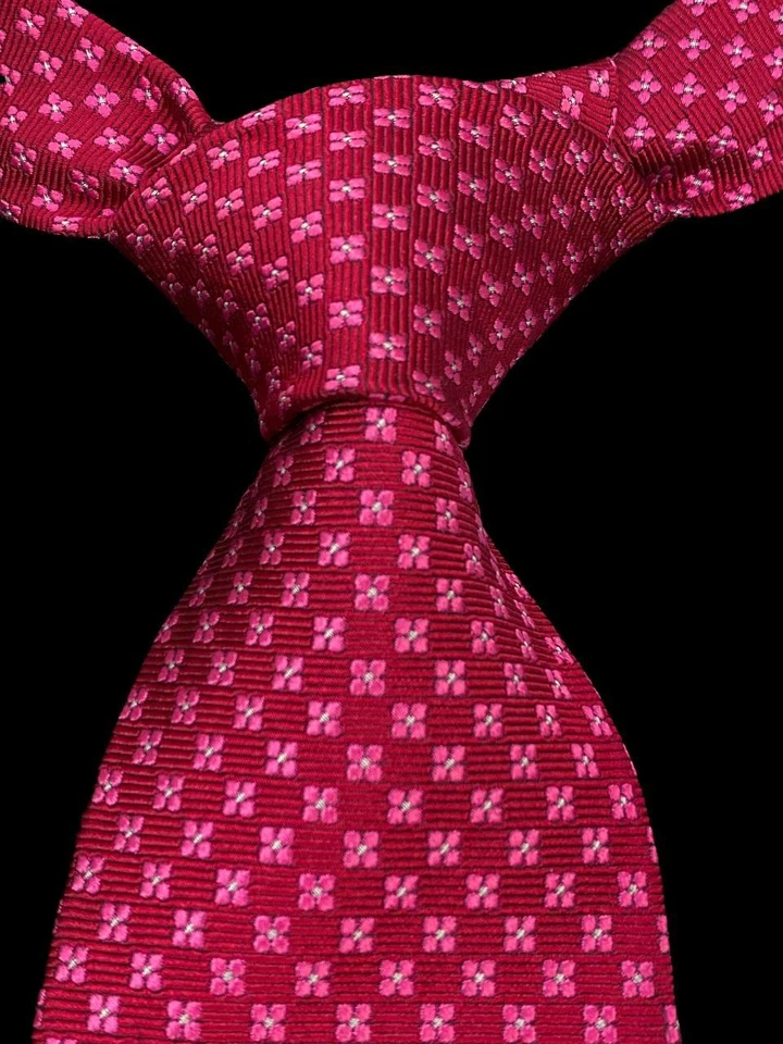 Corbata Brooks Brothers Makers Roja Rosa Floral Patrón Geométrico Seda 59" Hecha en EE. UU. Foto 1 de 4