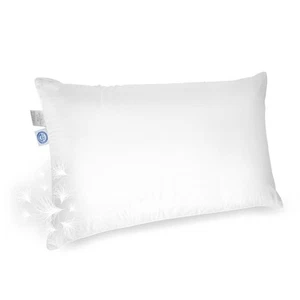 Goose Down Sleeping Pillow White 600 Fill Power with 400 Thread Count 100% Co... - Picture 1 of 7