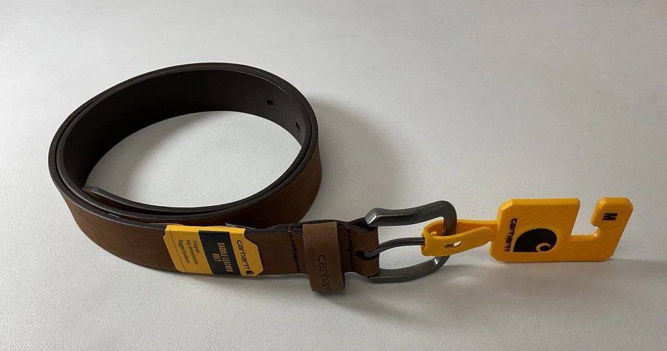 CARHARTT WOMENS SADDLE LEATHER BELT L 42" LONG 43.5" WITH BUCKLE 1.25" WIDE