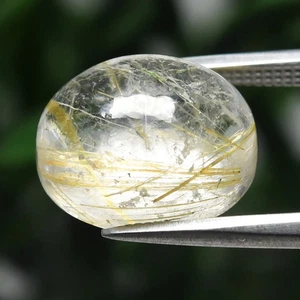 💎 4.83ct Oval Cabochon Natural Golden Needles Rutile Quartz - Africa Gemstone - Picture 1 of 4
