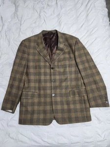 Blazer Uomo Sportivo Cappotto Giacca Natazzi 44R Marrone Plaid Super Cashmere Lana Italia - Foto 1 di 11
