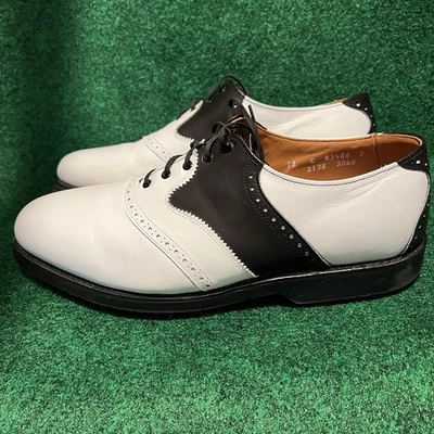 ALLEN EDMONDS "LINWOOD" B & W GOLF SHOES 12-C Removable Ortho Insoles - Image 1 of 4