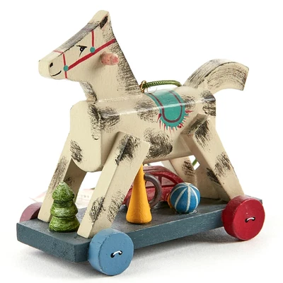 Lot 8053 Käthe Wohlfahrt Nachzieh-Pferd mit Geschenken, Holzfigur handbemalt - Bild 1 von 4