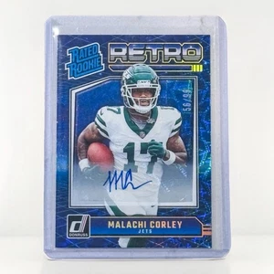 2024 Donruss Rated Rookie Retro Malachi Corley Auto RC #56/99 Jets WR Rookie  - Bild 1 von 2