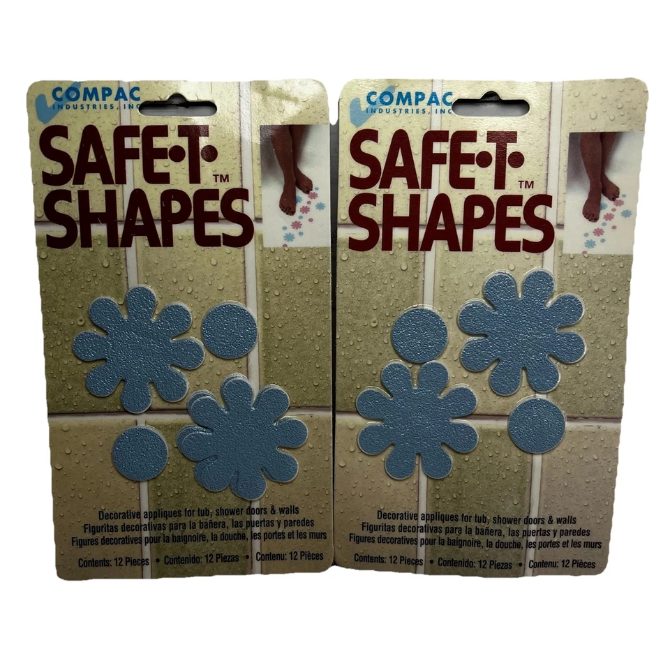 2 nuevos paquetes vintage Compac Safe formas en T apliques antideslizantes baño ducha bebé azul Foto 1 de 4