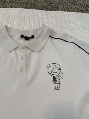 Men Karl Lagerfeld Paris Polo BNWT AUTHENTIC White Black MSRP$119 New With Tags - Image 1 of 4