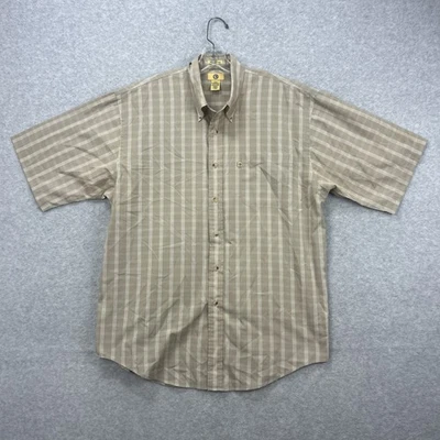 Duck Head Shirt Mens Large Tan Brown Plaid Wrinkle Free Short Sleeve Oxford - Image 1 of 4