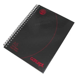 Juego de 5 cuadernos de papel en espiral A5 negros 160 páginas forrados notas escolares - Imagen 1 de 3