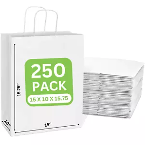 White Kraft Cargo Shopping Bag 15x10x15.75H - Twisted Handles - Eco-Friendly - Picture 1 of 16
