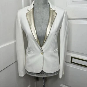 Maje Womens Size 36 Cream and Gold Metallic Blazer - Picture 1 of 14
