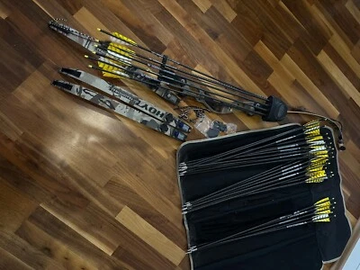 hoyt satori Recurvebogen Bogen Köcher Leder Wurfarme Pfeile Carbon Set original - Bild 1 von 4