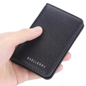 Business Men's Leather Short Thin Wallet Bifold Credit Card Holder Purse Clutch - Picture 1 of 12