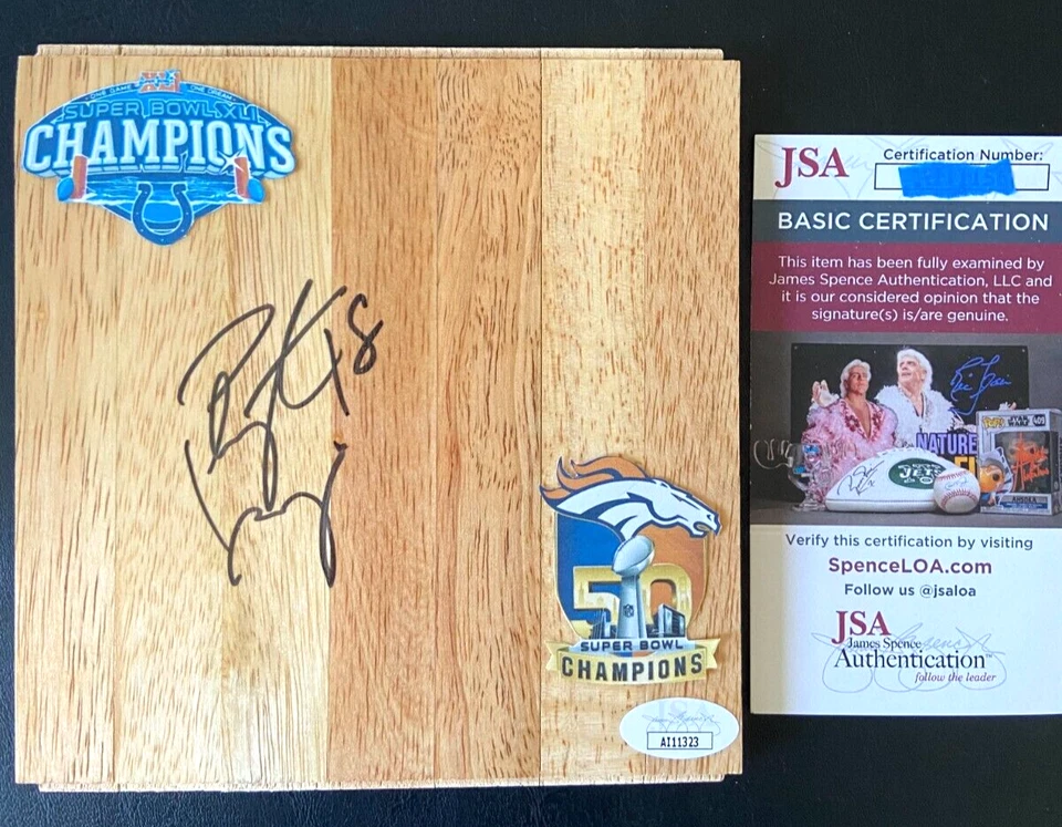 PEYTON MANNING SIGNED 6X6 FLOORBOARD INDIANAPOLIS COLTS DENVER BROCNOS HOF JSA ! - Image 1 of 1
