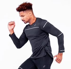 Asics Race Men's Seamless Long Sleeves Shirt Black Size Medium - Picture 1 of 5