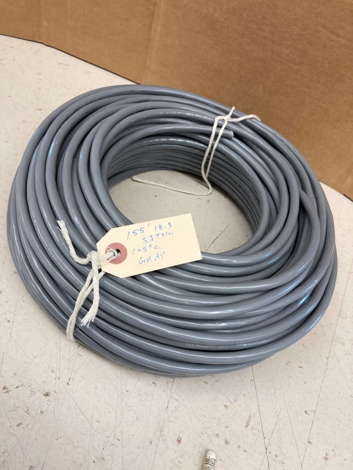 18/3 SJTOW CORD GRAY 105 DEG C. 55' COIL - Image 1 of 1