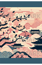 Digital Photo Image Asia Cherry Blossom Art Deco Pink Art Wallpaper Desktop 