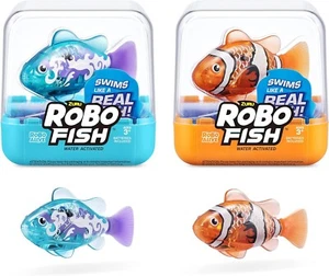 2er Set ZURU Robo Alive Roboter Schwimmfisch - blaugrün + orange - wasseraktiviert - Bild 1 von 4