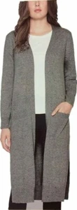 Matty M Size Large Womens Charcoal Grey Duster Open Front Knit Cardigan Sweater - Picture 1 of 4
