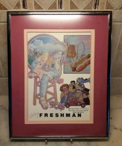 70's Memorabilia Art "Collage Of College"~Freshmen Life~Glass Framed & Matted - Picture 1 of 8