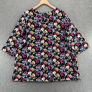 Ulla Popken Top Women 20 22 Plus Multicolor Floral 3/4 Sleeve Tunic Stretch Knit - Picture 1 of 11