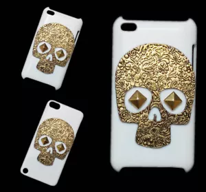 For iPod Touch 4 6 7 8 iPhone X XS XR 11 Pro SE 5C 3D Skull Rivet Back Hard Case - Picture 1 of 5