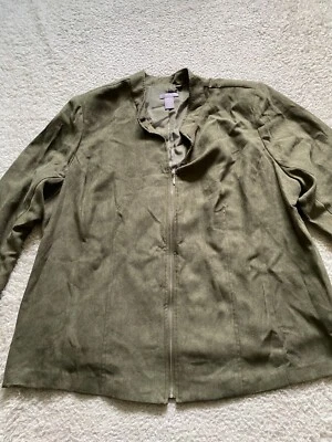 Laura Scott женщин замшевый длинным рукавом тонкий куртка зеленый размер 2 X - Изображение 1 из 4