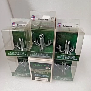 5packx 2pcs Mustad Kaiju  7X Strength Treble fishing hooks Salt Water Wide Gap - Picture 1 of 27