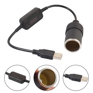 USB A Male to 12V Car Cigarette Lighter Adapter Socket Female Converter Cable~ - Picture 1 of 9