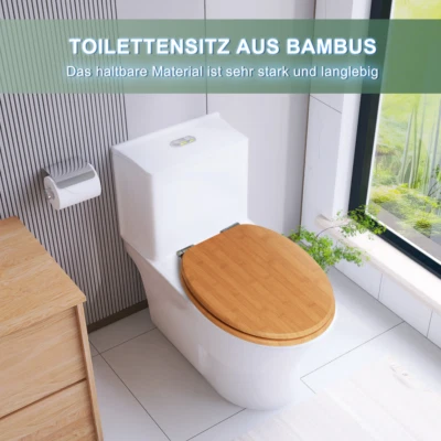 SAINOS MDF WC deckel Toilettendeckel stabil Toilettensitz mit absenkautomatik bambus