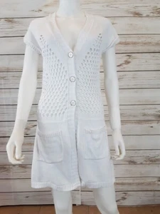 Costume da bagno donna copricostume all'uncinetto Alfani taglia M bianco bottoni spiaggia  - Foto 1 di 5