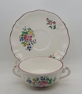 4er Set antike Luneville OLD STRASBOURG Sahnesuppe mit Untertassen, Frankreich - Bild 1 von 12