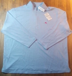 Tommy Bahama 3XL Island Zone 1/4 Zip Long Sleeve Supima Cotton Blue Mock Neck - Picture 1 of 11