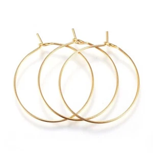 10  Créoles 25 mm en acier inoxydable doré supports de boucles d'oreilles anneau - Bild 1 von 2
