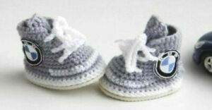 Crochet baby sneakers, Car bmw logo baby booties, Newborn boy sneakers, gift