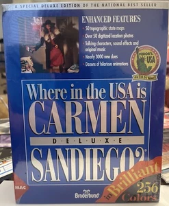SEALED Broderbund Where in the USA is Carmen Sandiego MAC Big Box PC 1992 MINT - Picture 1 of 6