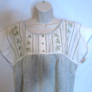 ARTE by Penelope Shirt Damen XL grün und creme Stickerei - Bild 1 von 7
