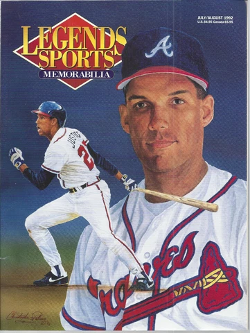 Vintage David Justice on Cover Legends Sports Memorabilia Magazine July, 1992 Cover