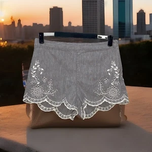 Pantalones Cortos Free People Para Mujer Lino Boho Bordados Cambray Caprichosos Talla 8 - Imagen 1 de 17