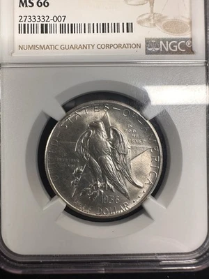 1936 D Texas Centennial Commemorative Silver Half Dollar NGC MS 66 - Image 1 of 4