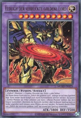 YuGiOh Eldlich der verrückte goldene Lord MGED-DE123 Rare Neu unl. - Bild 1 von 2