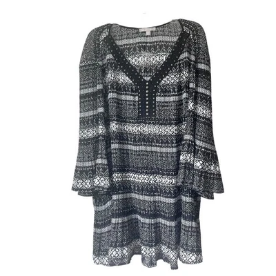 Top túnica plisada Woman Within para mujer talla 3X manga campana tachonada boho oficina Foto 1 de 4