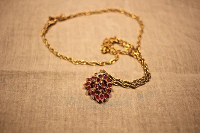 vintage ruby, diamond and gold pendant and chain - Image 1 of 4