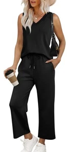 Airport Outfits for Women 2025 Two Piece Sets Dressy Fashion V Neck Matching ... - Picture 1 of 6