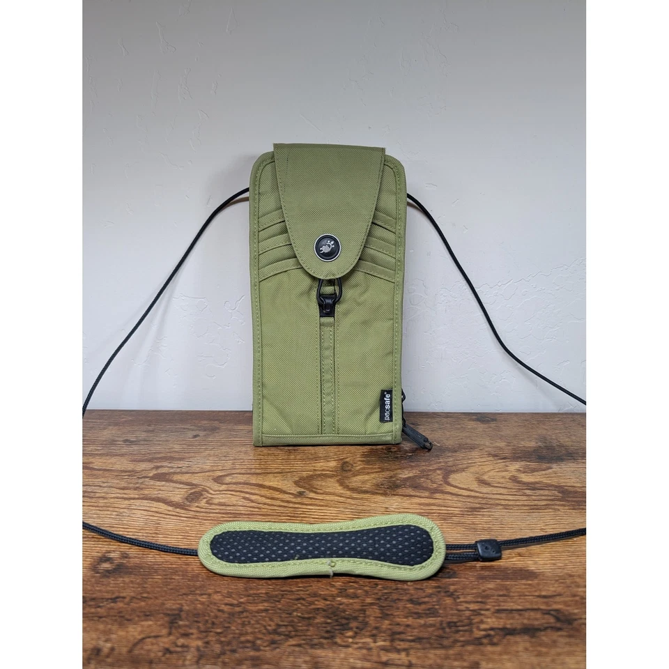 Pacsafe Pocketsafe 200 дорожный безопасный с радиочастотной идентификацией блокирующий шейный мешок оливковый зеленый - Изображение 1 из 4