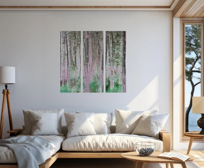 Acrylic Triptych - Jasper NP, AB Canada - Lilac and Emerald - Image 1 of 4