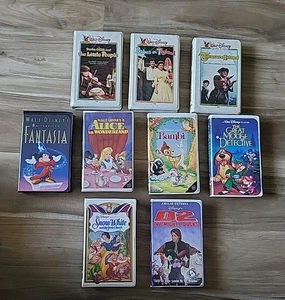 9 Classic Disney VCR Tapes Fantasia, Snow White, Bambi Treasure Island - Imagen 1 de 21