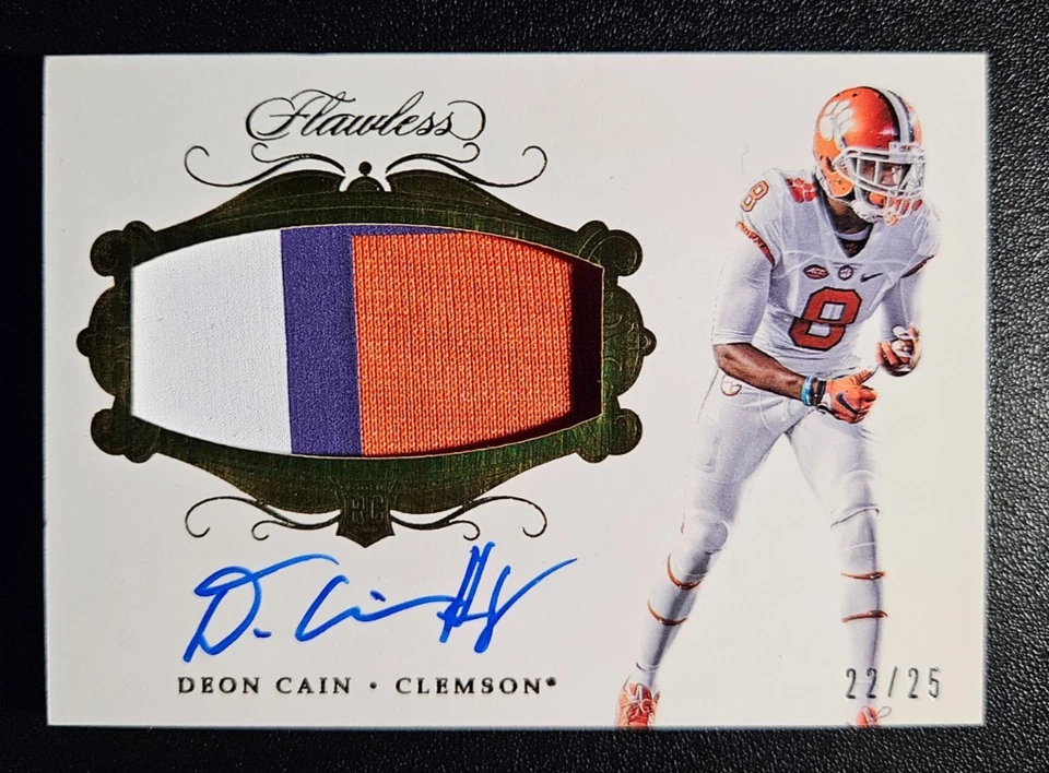2018 Flawless Deon Cain Rookie Patch Auto On Card Gold SP /25 Clemson Tigers - Image 1 of 2