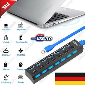 7 Port Verteiler Splitter Adapter USB Hub 3.0 für Windows PC Laptop Notebook DE - Afbeelding 1 van 8