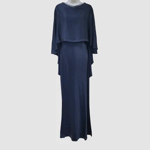$2995 Jason Wu Collection Women Blue Crystal Neck Cape Gown Dress Size 6 - Picture 1 of 11